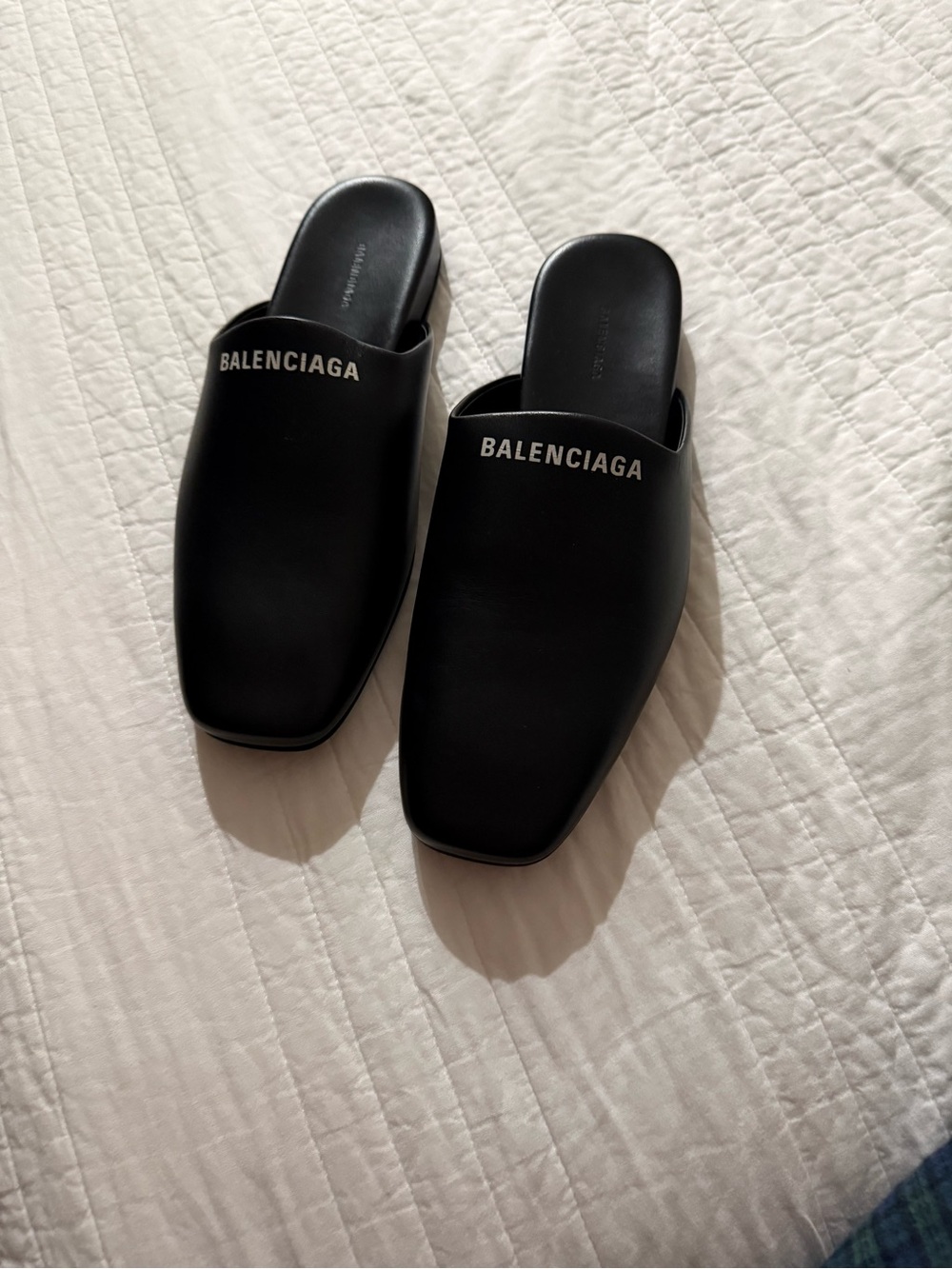 Balenciaga Black Logo Slip-On Mules